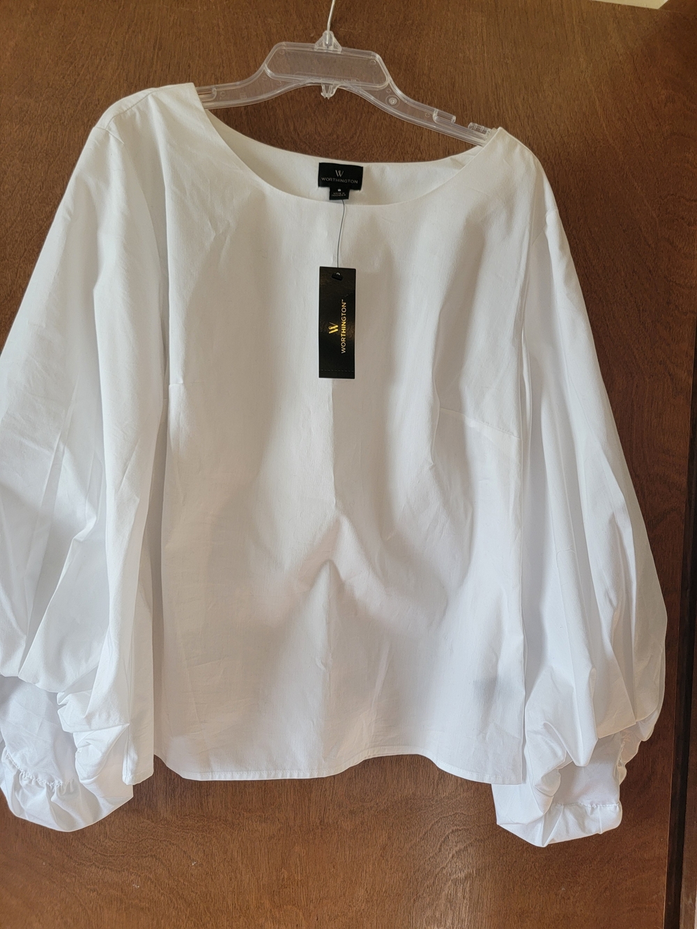 Worthington White Balloon Sleeve Blouse